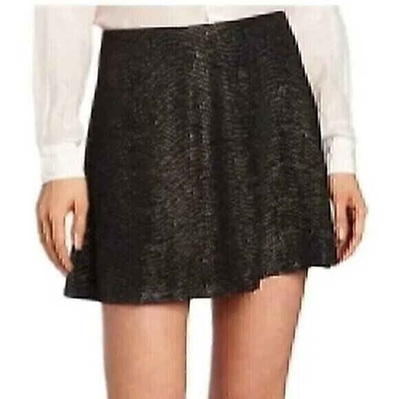 NEW NWT BCBGENERATION Pull Up Circle Skirt Black Gold Short Mini A-Line S - FLAW - Picture 1 of 11